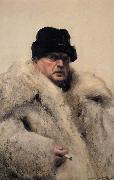 Anders Zorn Self-portrait in a Wolfskin Germany oil painting artist